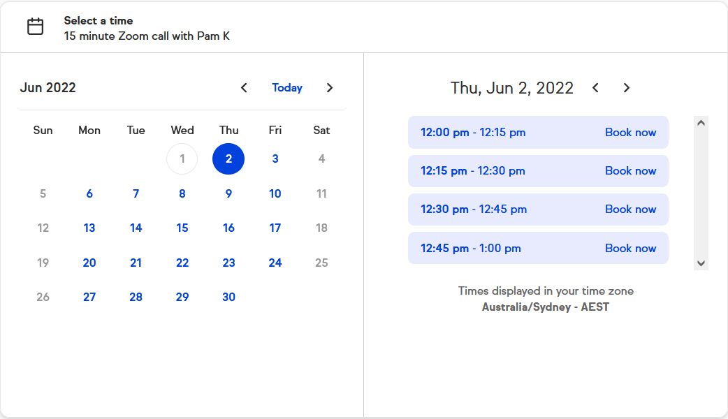 Book a 15 Minute Zoom Call