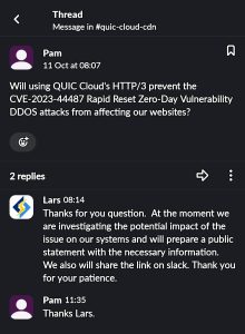 QUIC Cloud Message on Slack